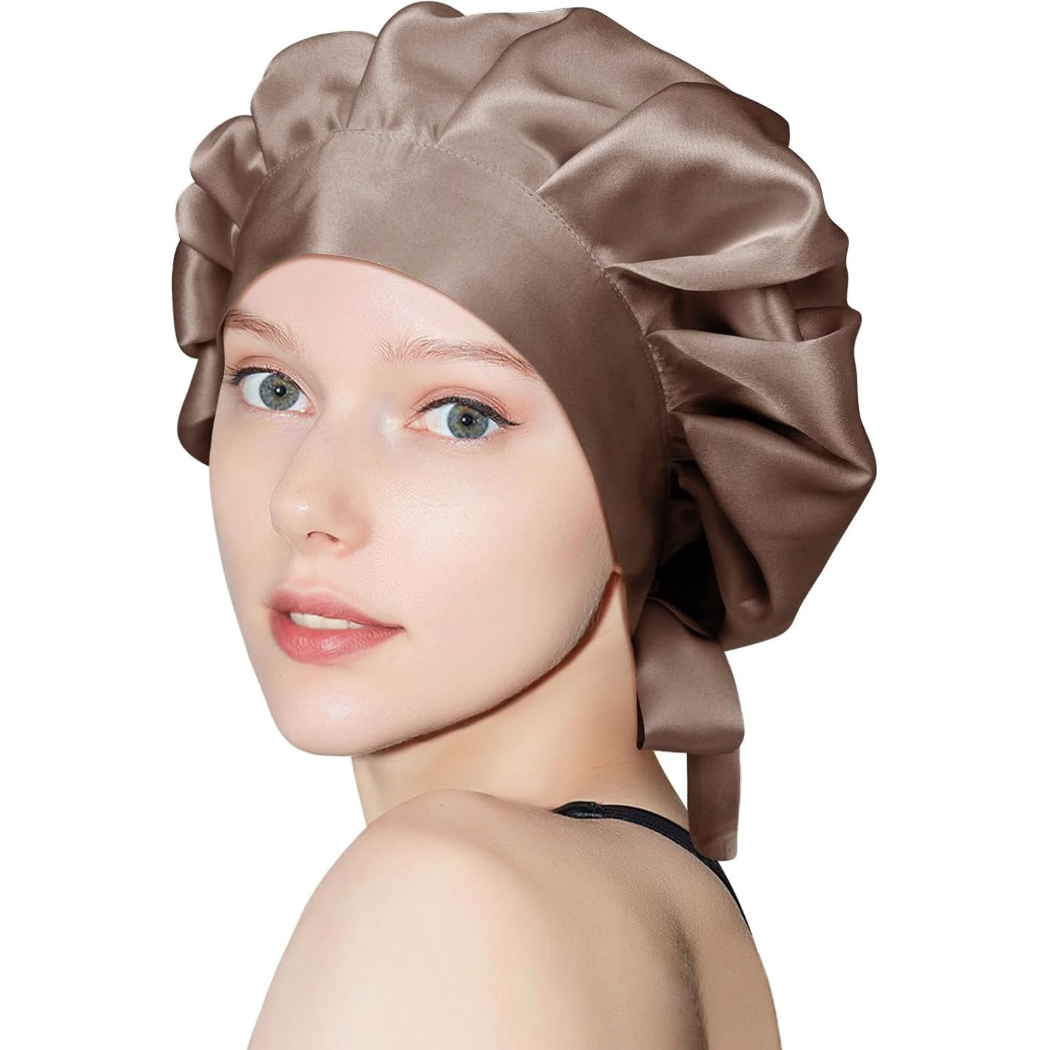 Camel 25 Momme Double Layer Mulberry Silk Bonnet