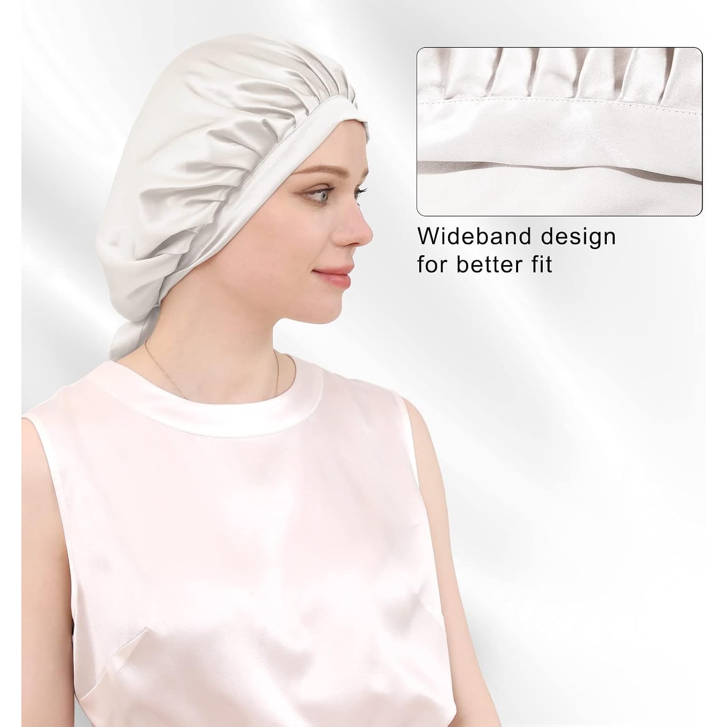 Ivory 19 Momme Mulberry Silk Sleep Bonnet