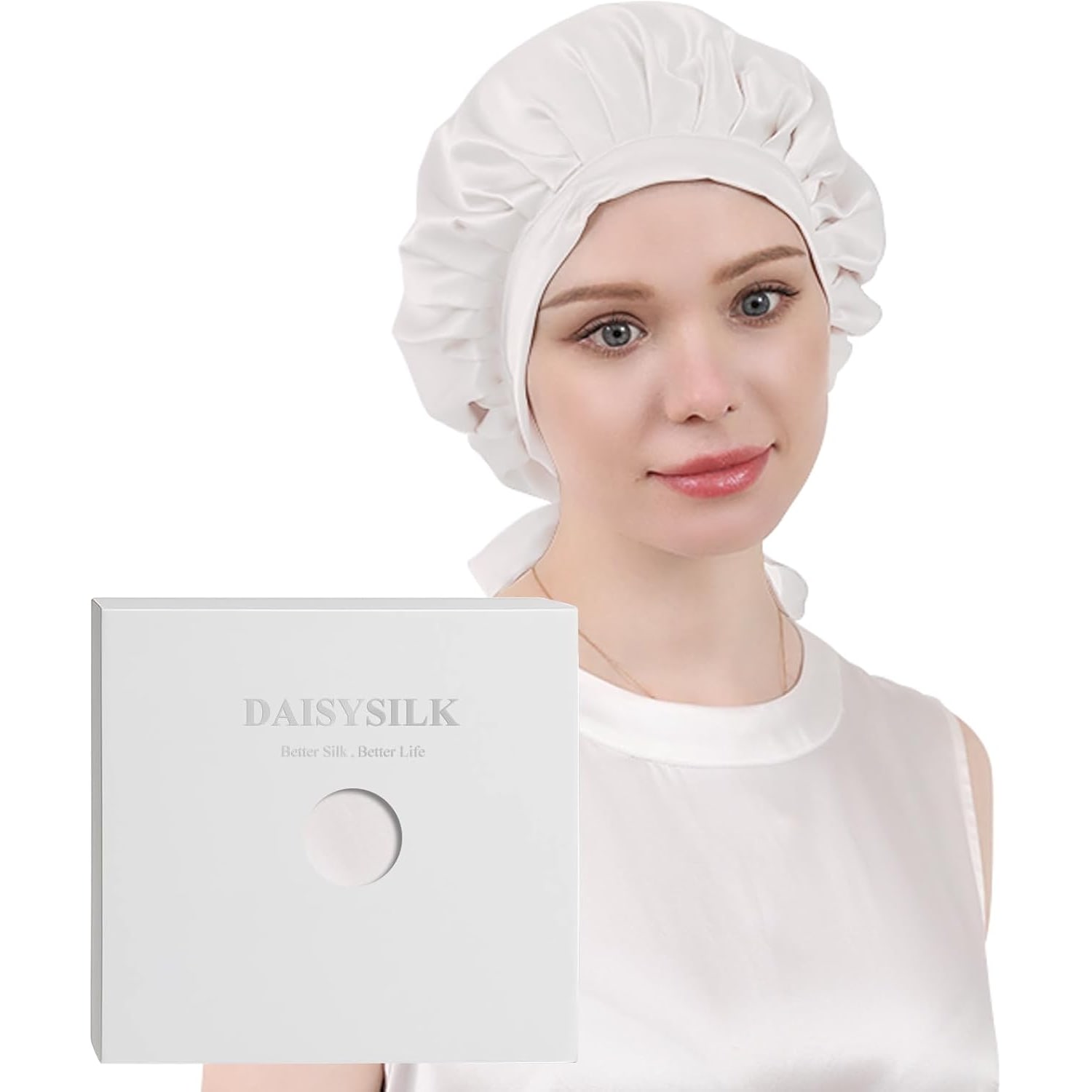 Ivory 19 Momme Mulberry Silk Sleep Bonnet