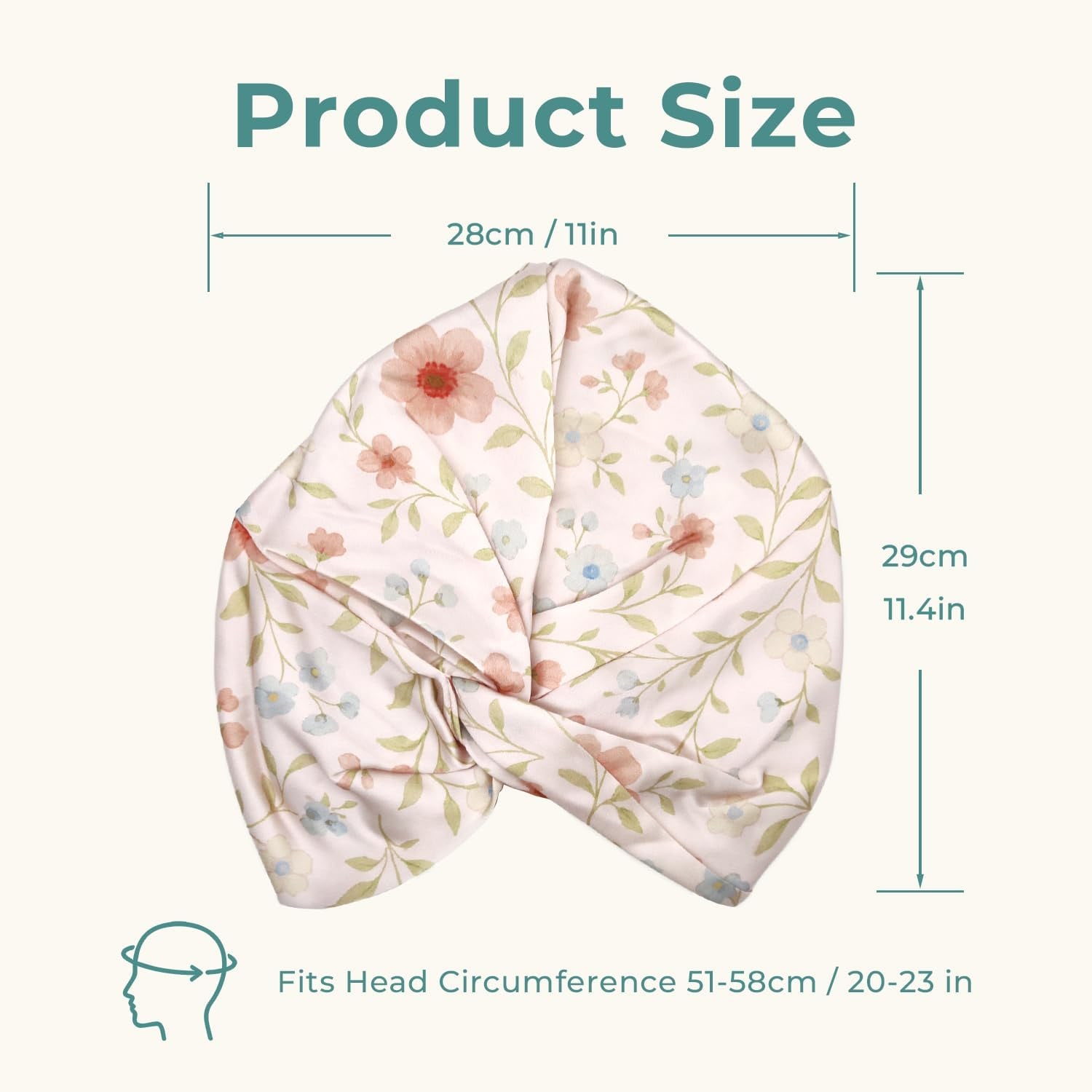 Pink Floral Double Layer Mulberry Silk Bonnet