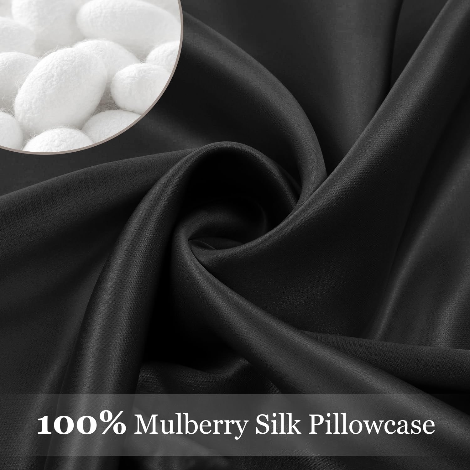 Black 22 Momme Mulberry Silk Pillowcase, King