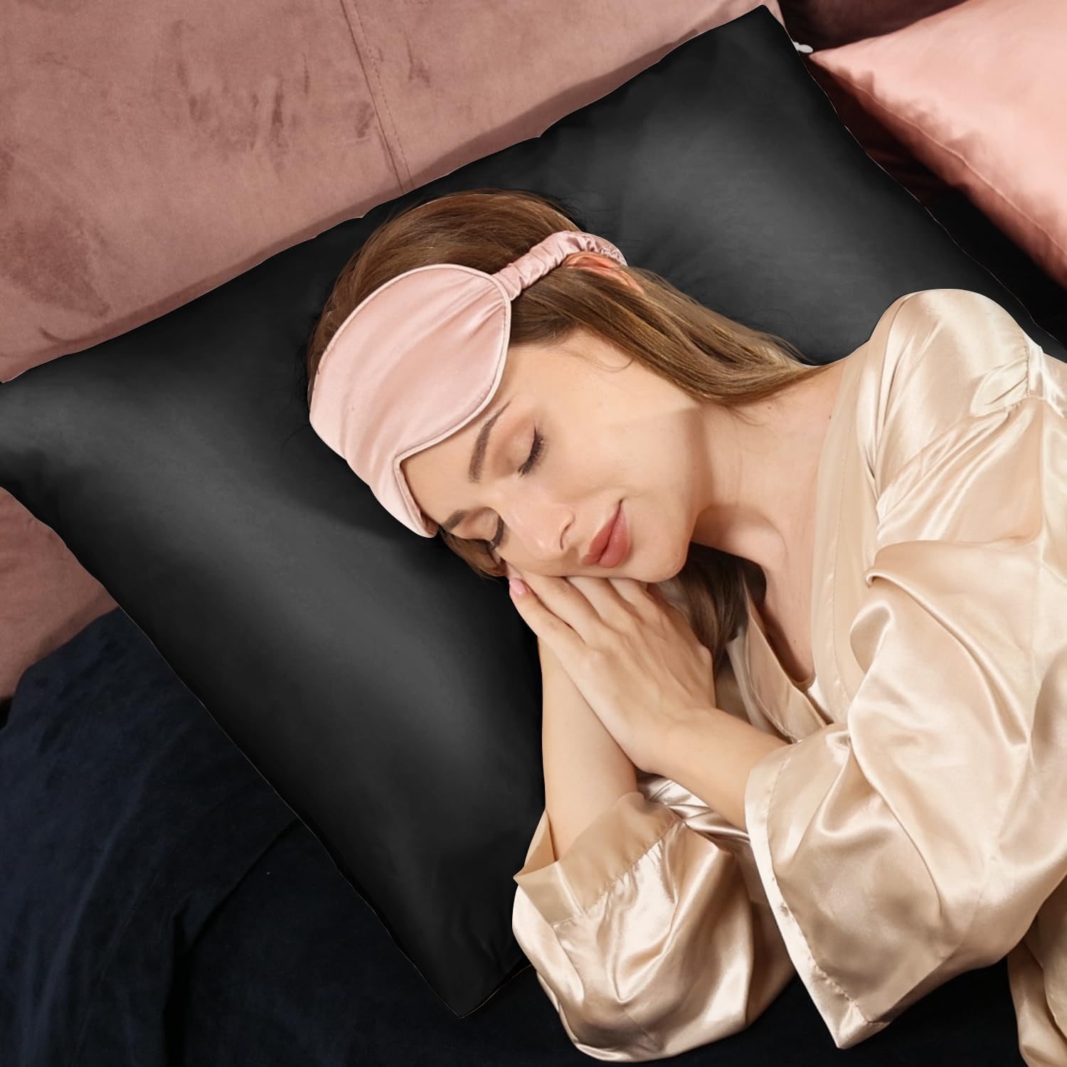 Black 22 Momme Mulberry Silk Pillowcase, King
