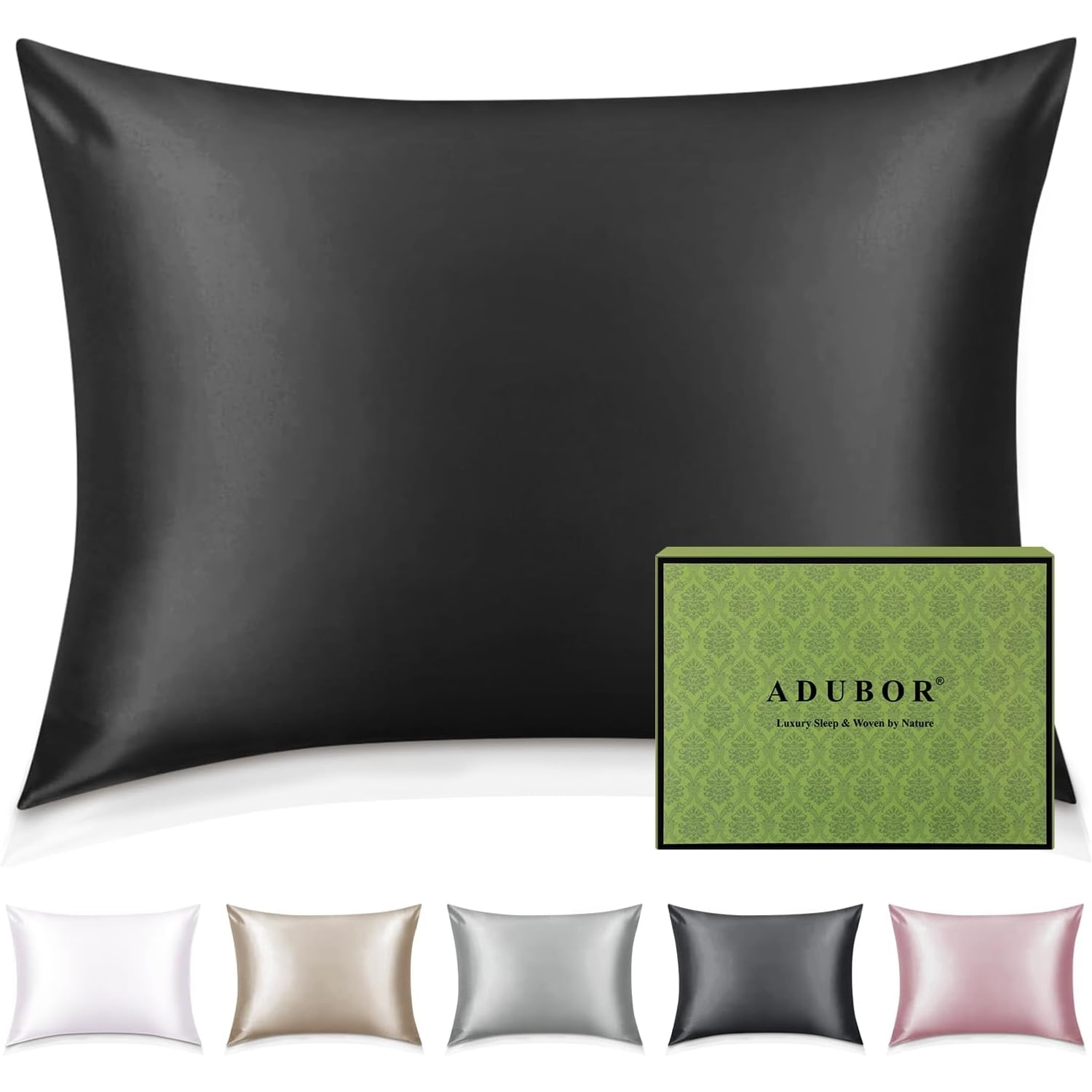 Black 22 Momme Mulberry Silk Pillowcase, King