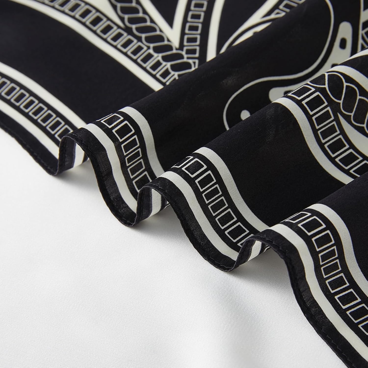 Black Chain Print Silk Square Scarf 27 Inch