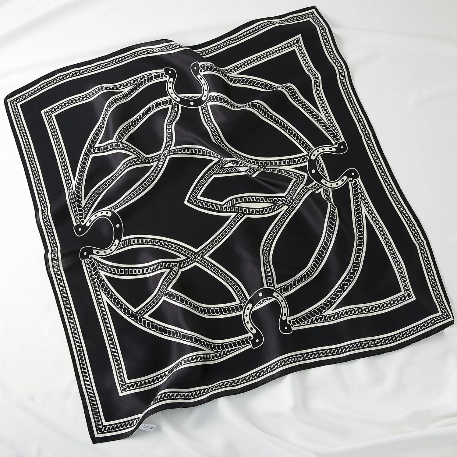 Black Chain Print Silk Square Scarf 27 Inch