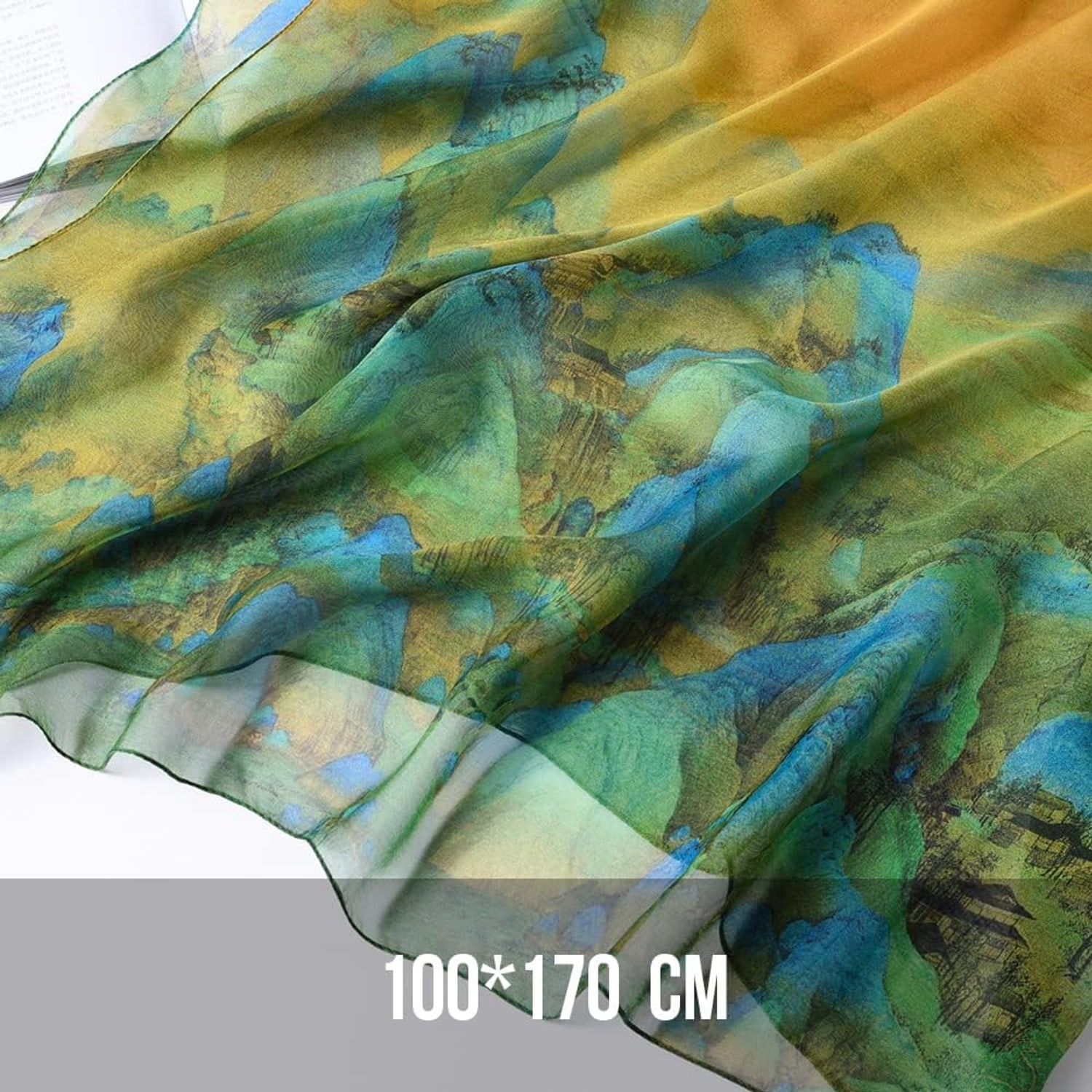 Landscape Print Large Silk Shawl