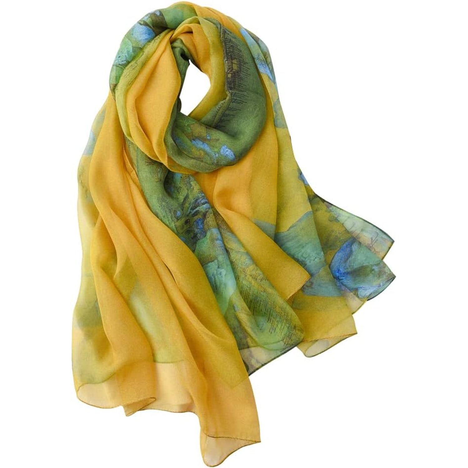 Landscape Print Large Silk Shawl
