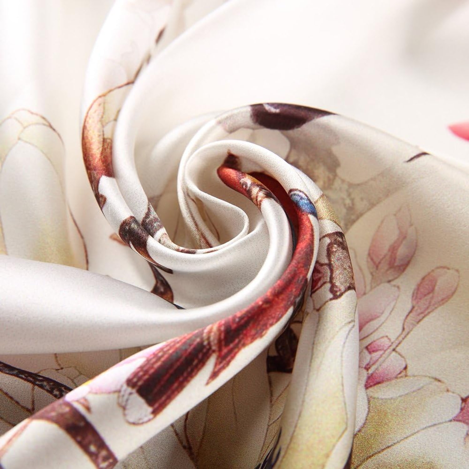 Pink Blossom Print Long Silk Scarf