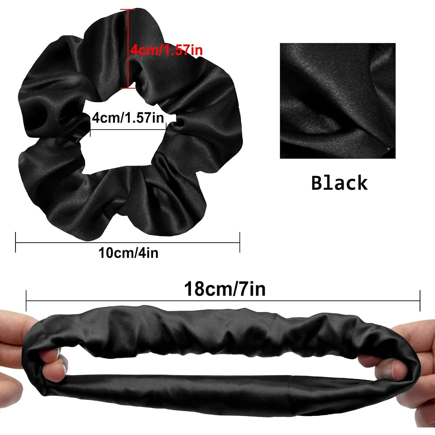 Black Mulberry Silk Scrunchies 3 Pack