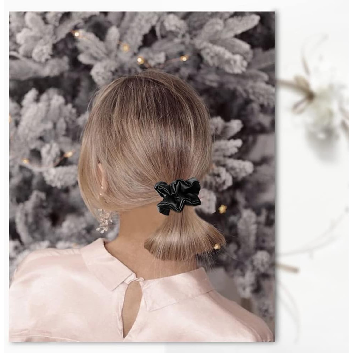 Black Mulberry Silk Scrunchies 3 Pack