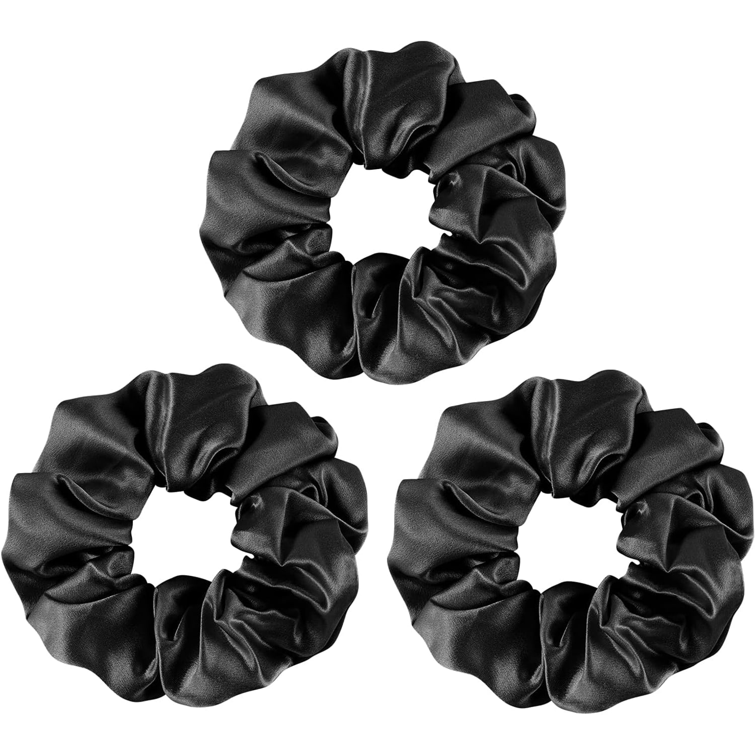 Black Mulberry Silk Scrunchies 3 Pack