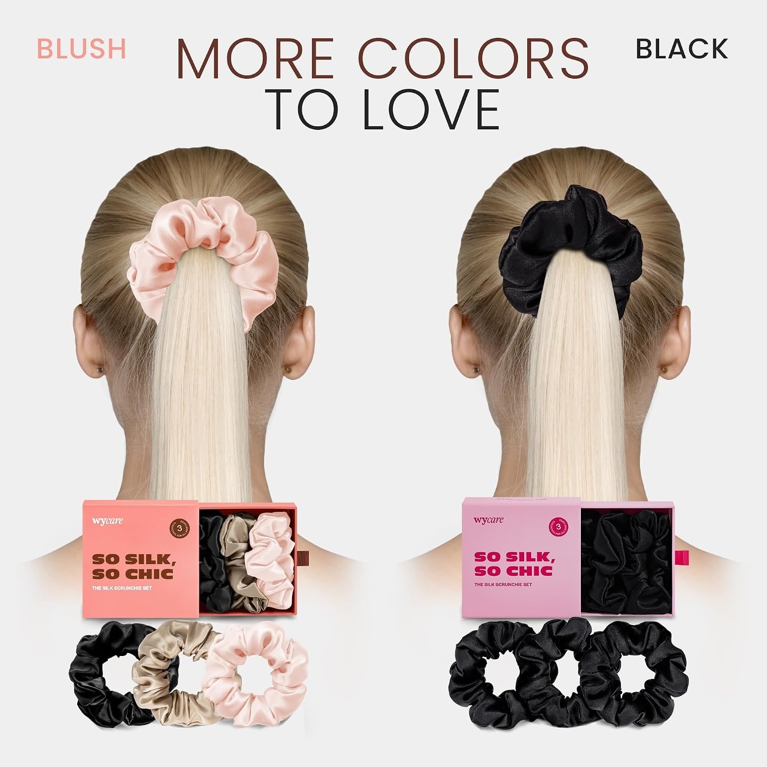 Nude Mulberry Silk Scrunchies, Set of 3: image 3