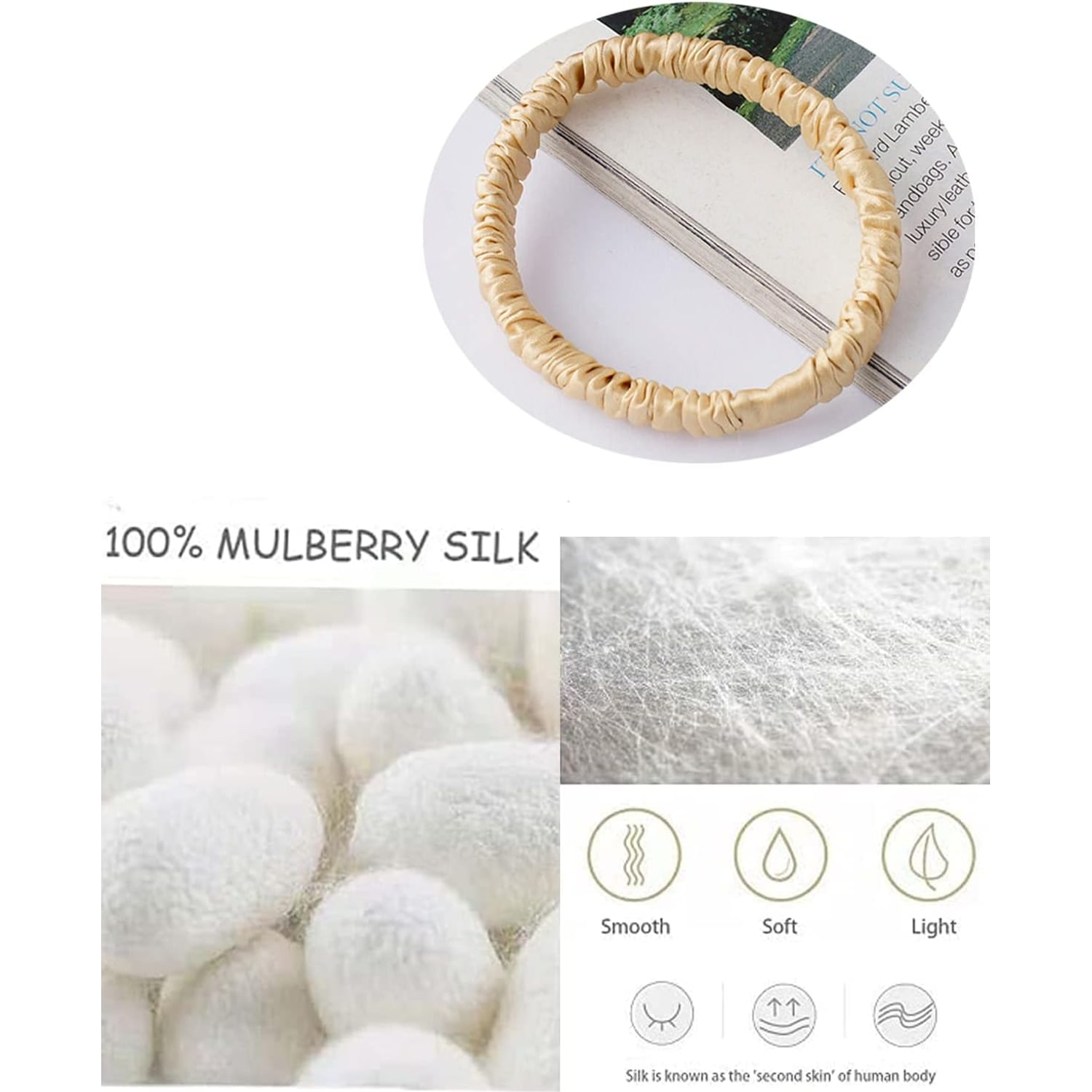 Small Silk Scrunchies 5 Pack, Neutral Colours