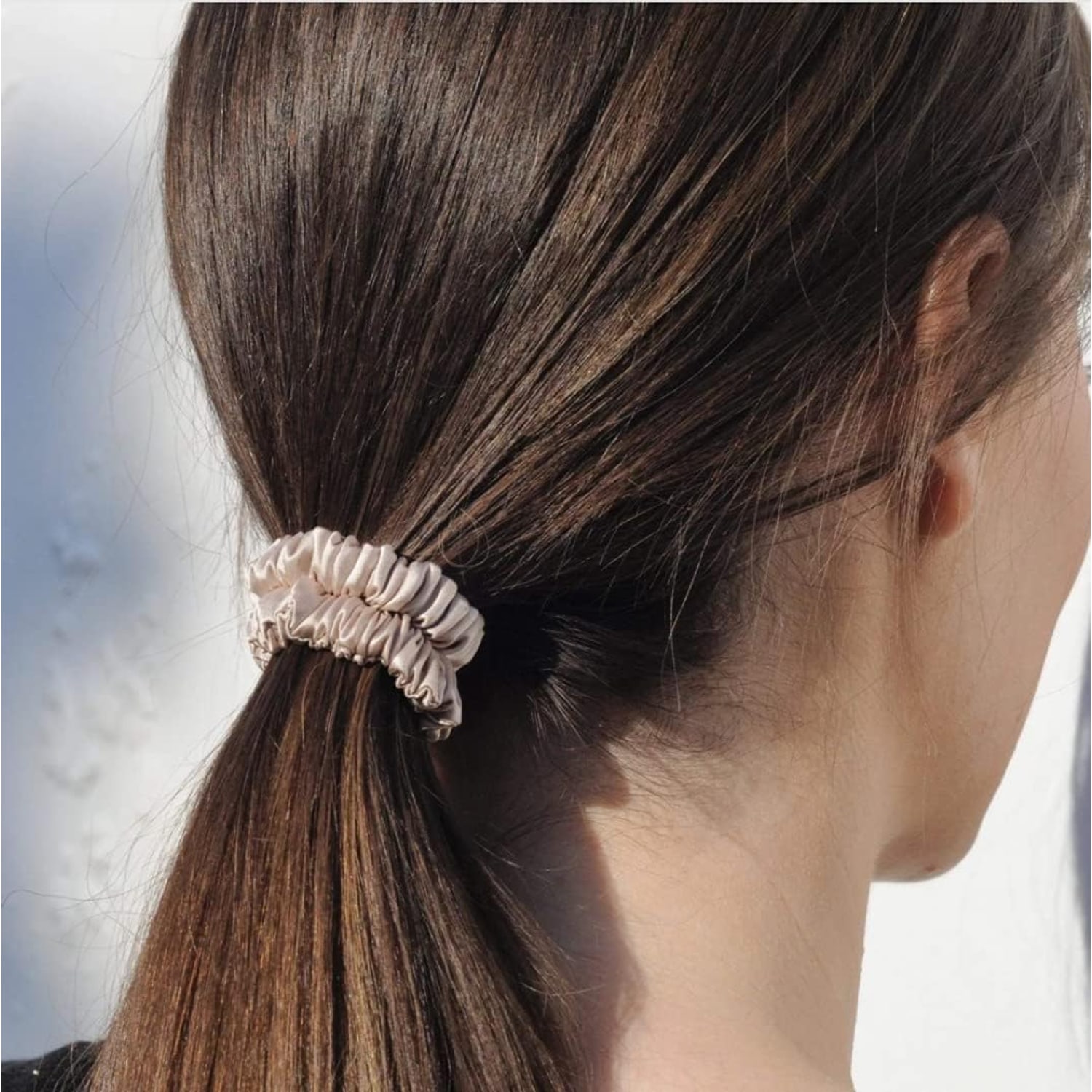 Small Silk Scrunchies 5 Pack, Neutral Colours