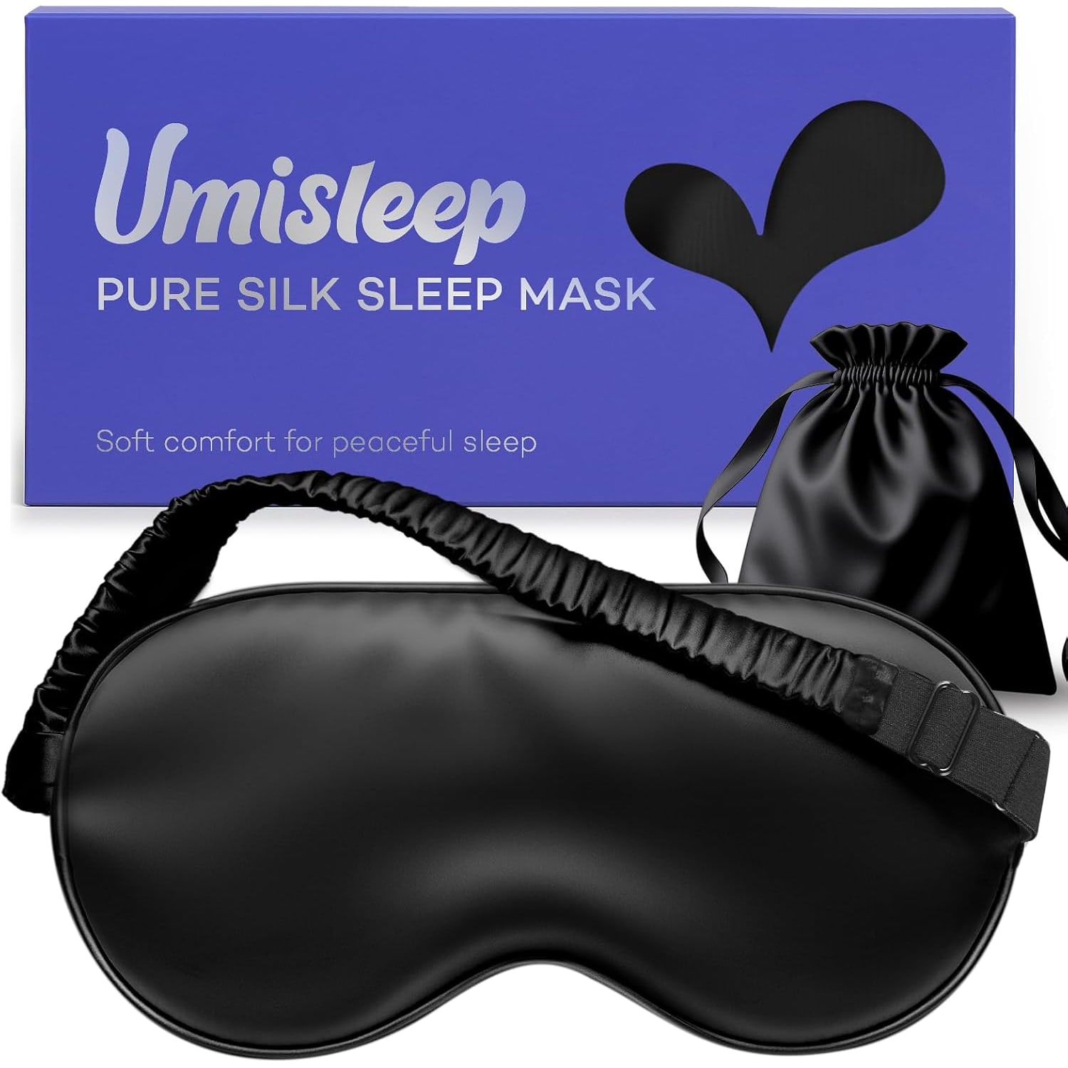 Black 22 Momme Mulberry Silk Sleep Mask with Nose Pad