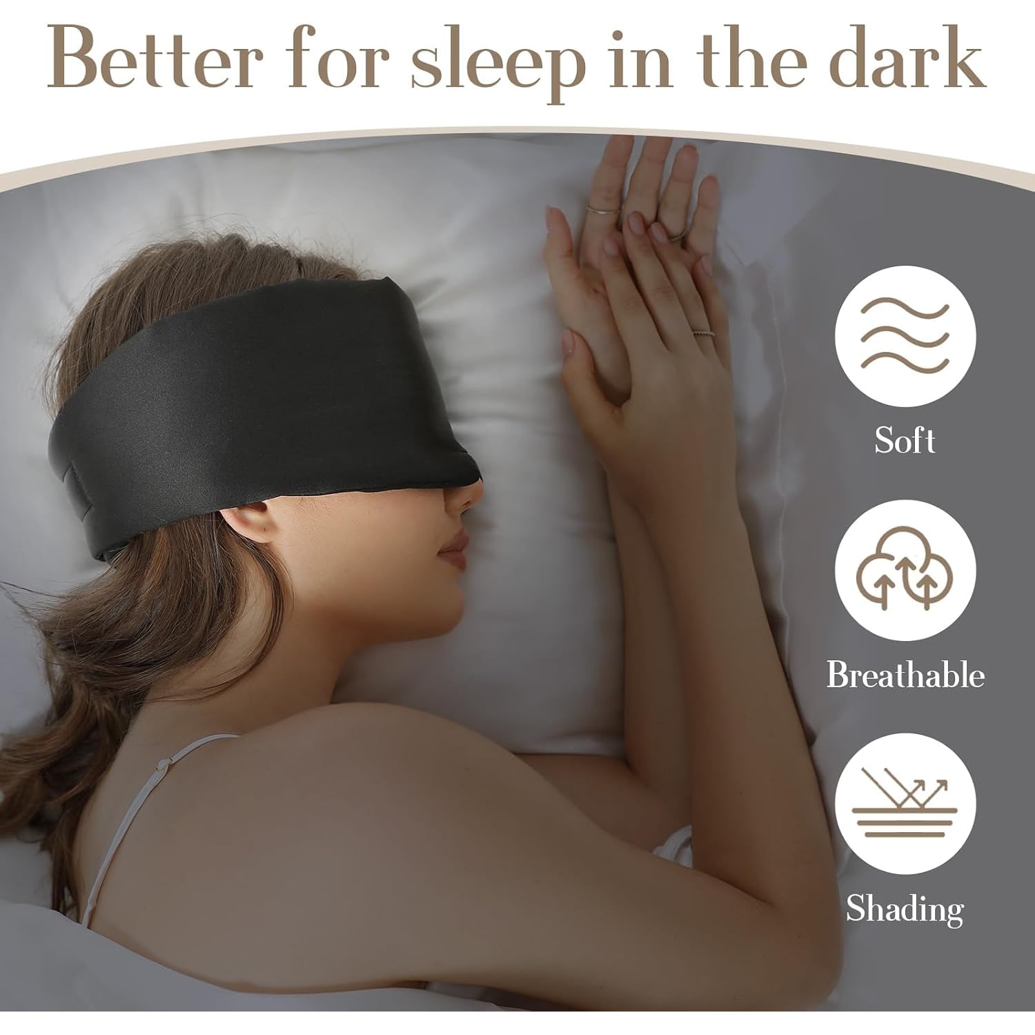 Black Silk Sleep Mask with Wide Band