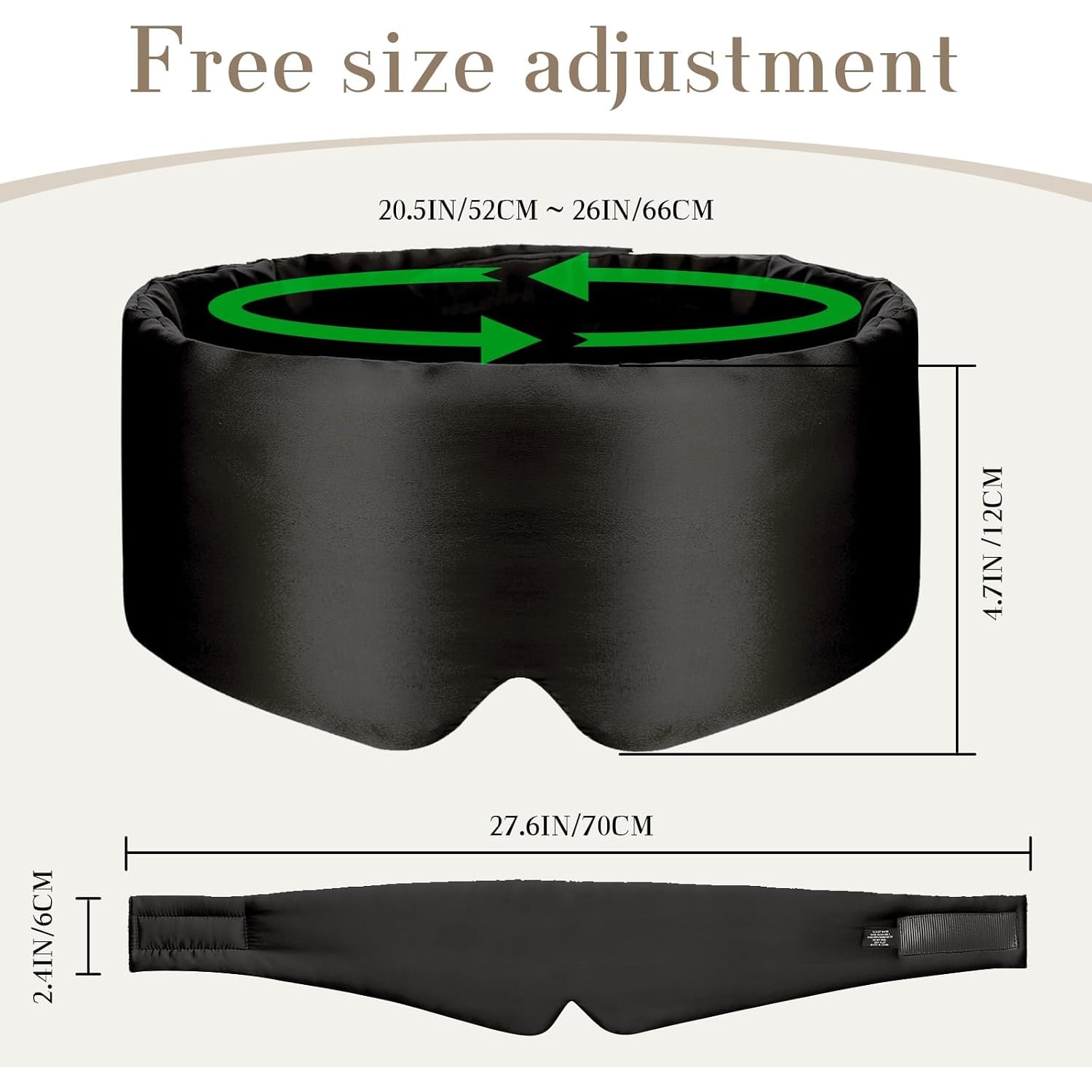 Black Silk Sleep Mask with Wide Band