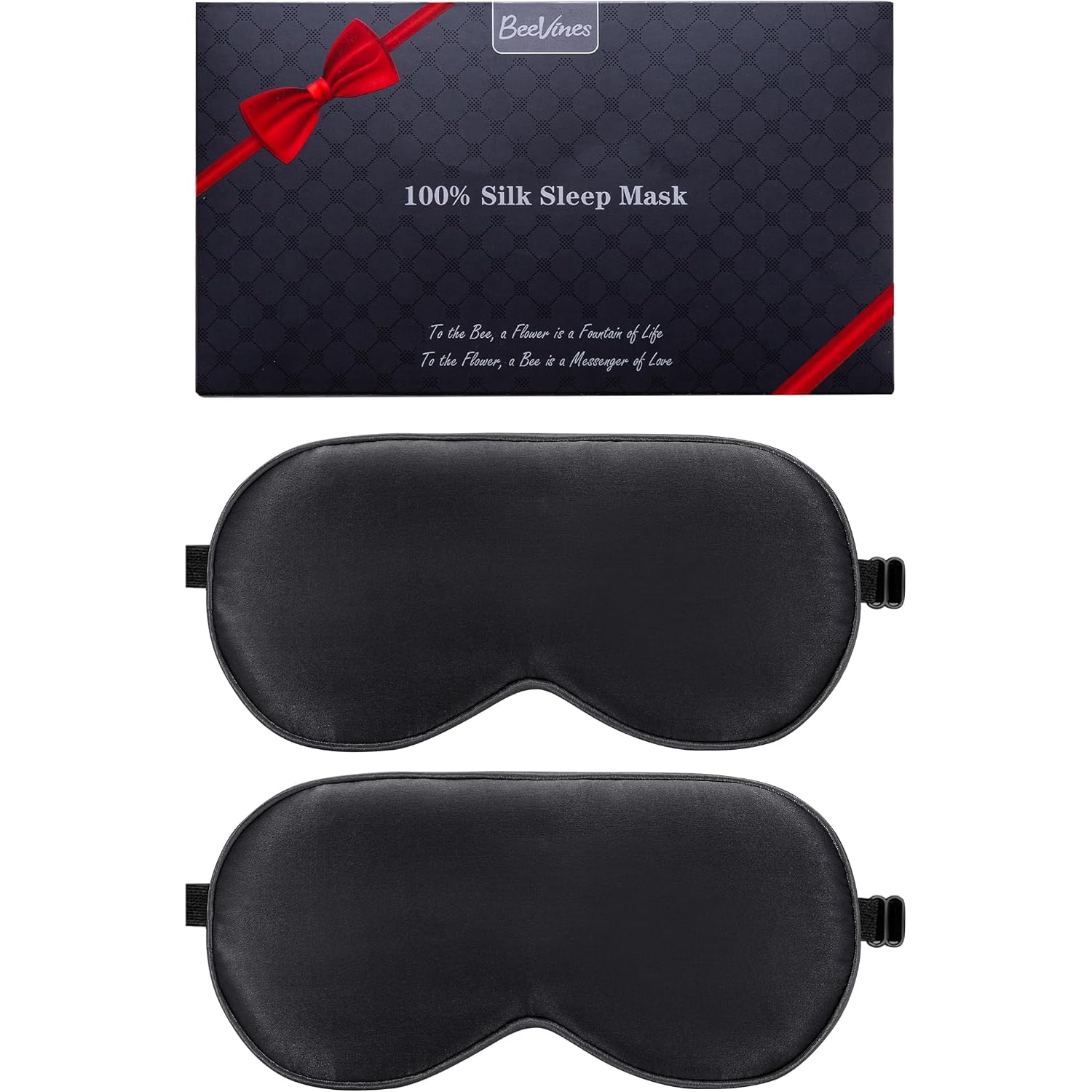 Mulberry Silk Sleep Masks 2 Pack, Black
