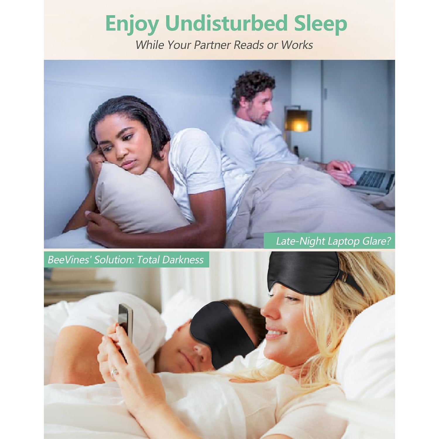 Mulberry Silk Sleep Masks 2 Pack, Black