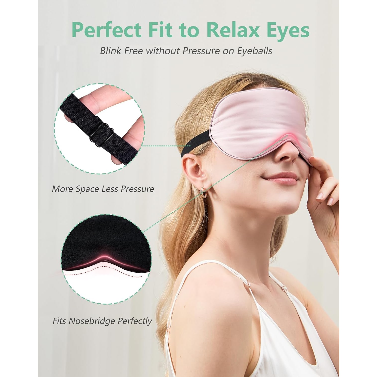 Mulberry Silk Sleep Masks 2 Pack, Pink and Black: image 2