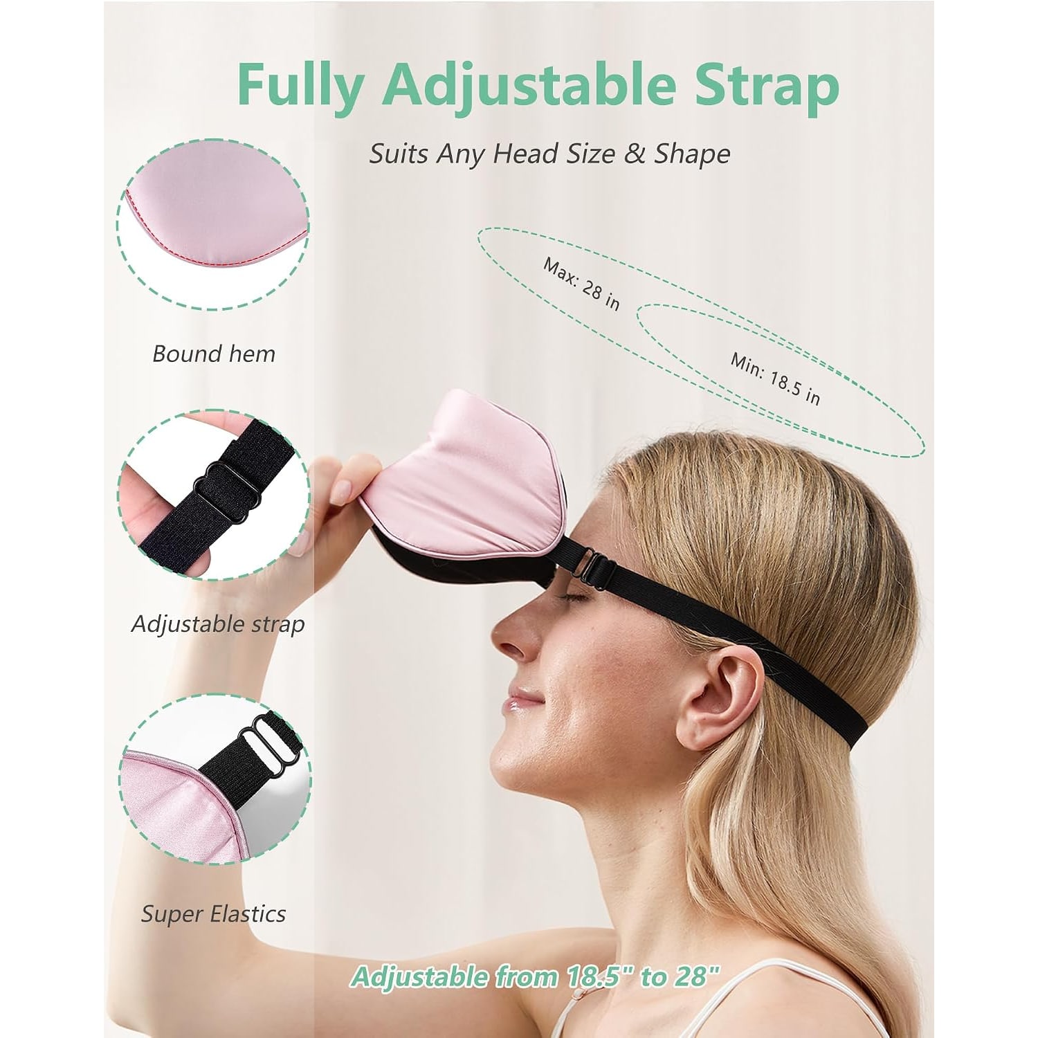 Mulberry Silk Sleep Masks 2 Pack, Pink and Black: image 3