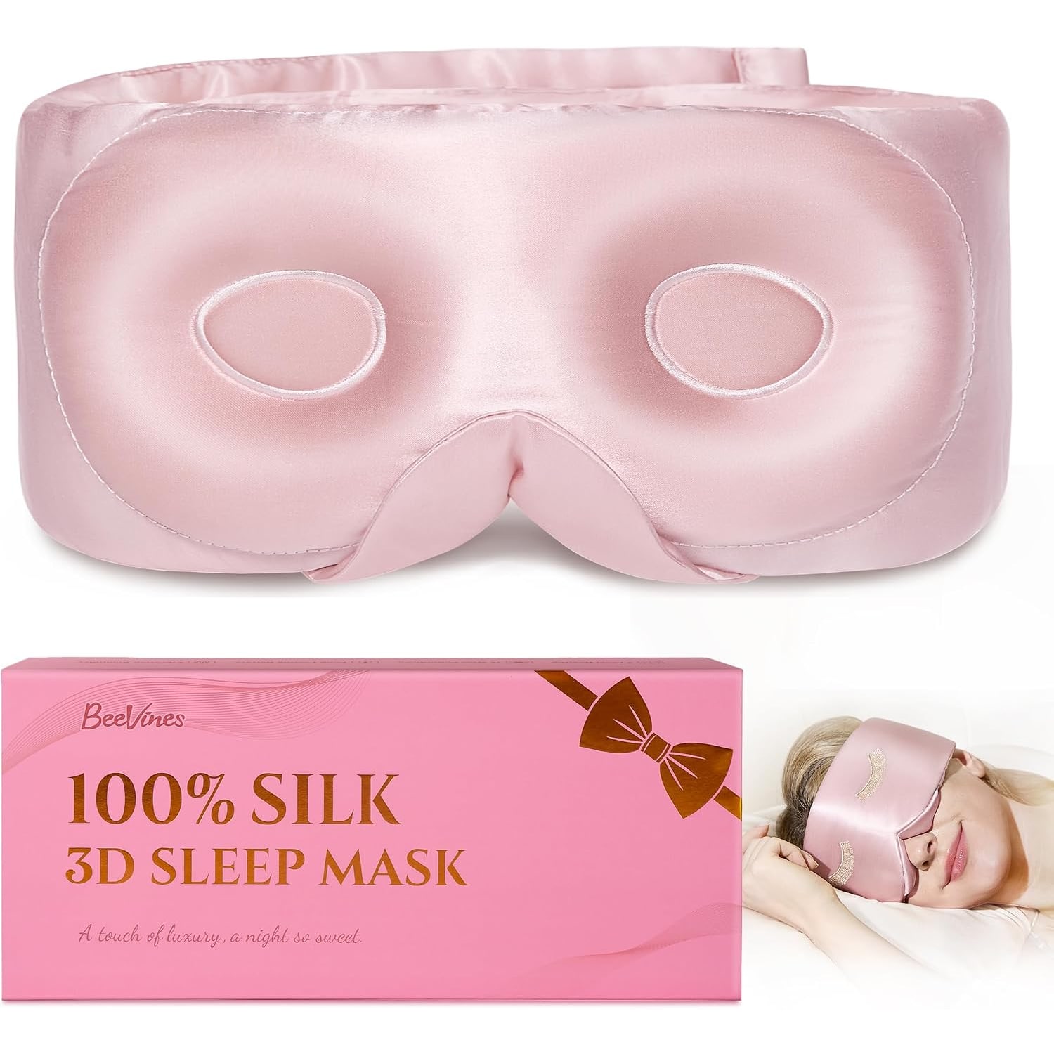 Pink 22 Momme Contoured Mulberry Silk Sleep Mask
