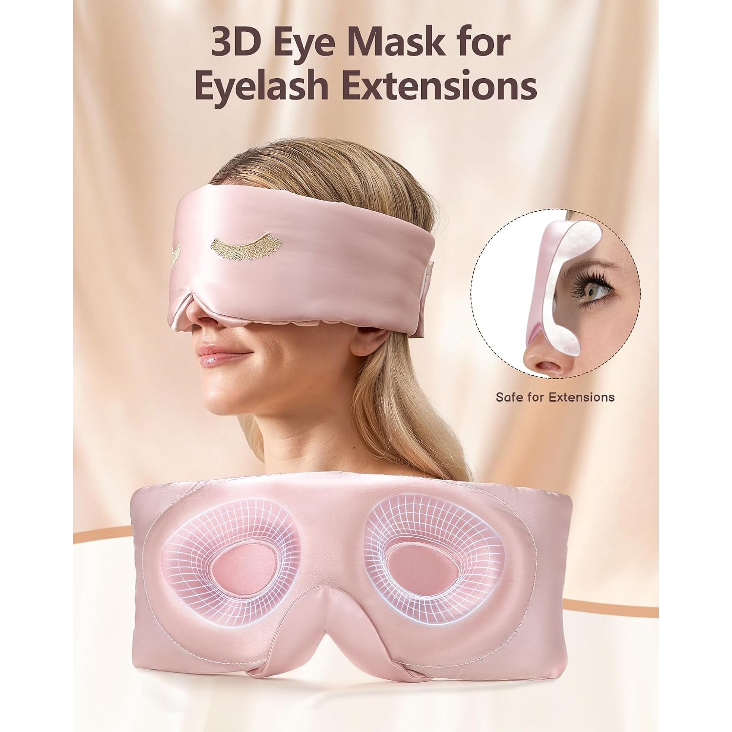 Pink 22 Momme Contoured Mulberry Silk Sleep Mask
