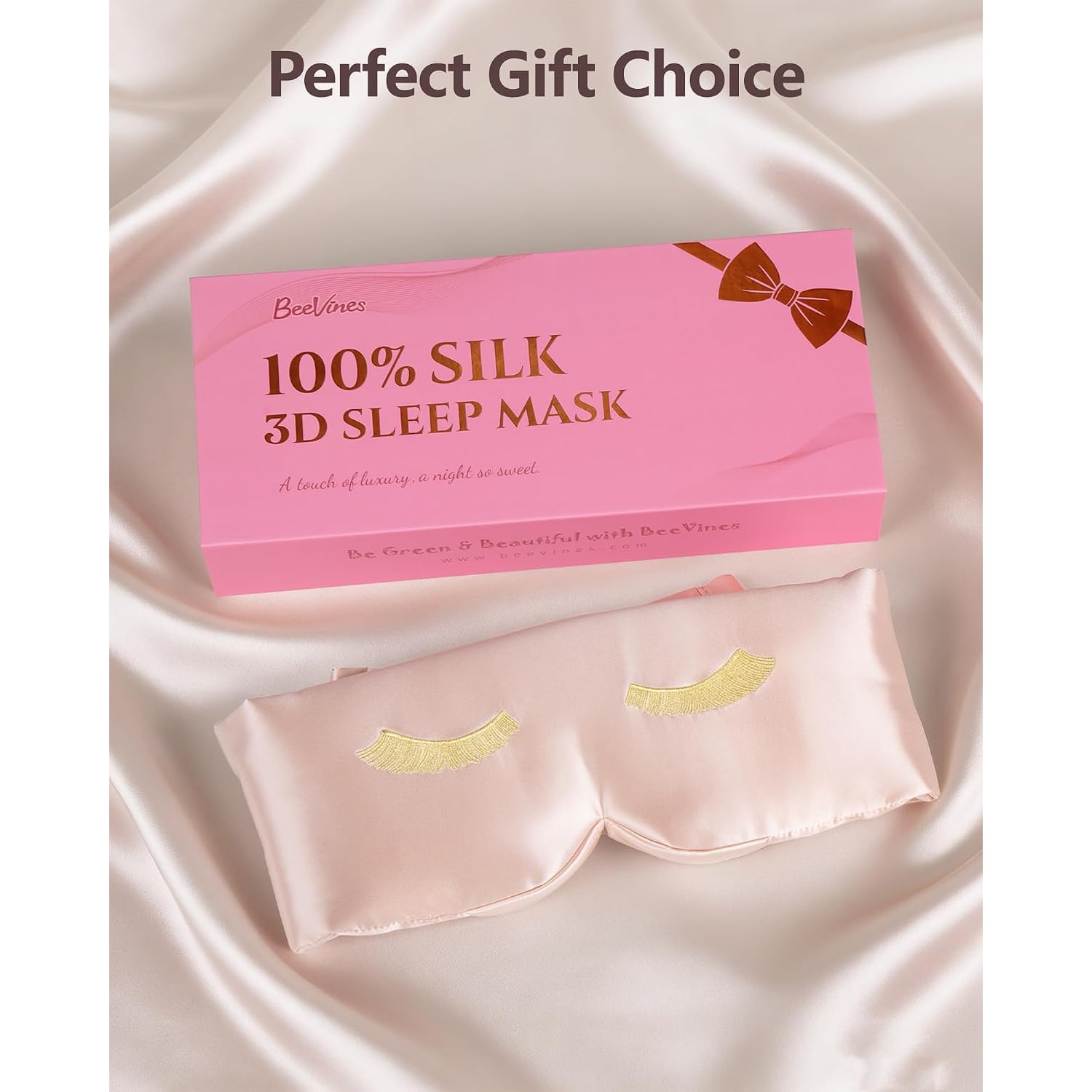 Pink 22 Momme Contoured Mulberry Silk Sleep Mask