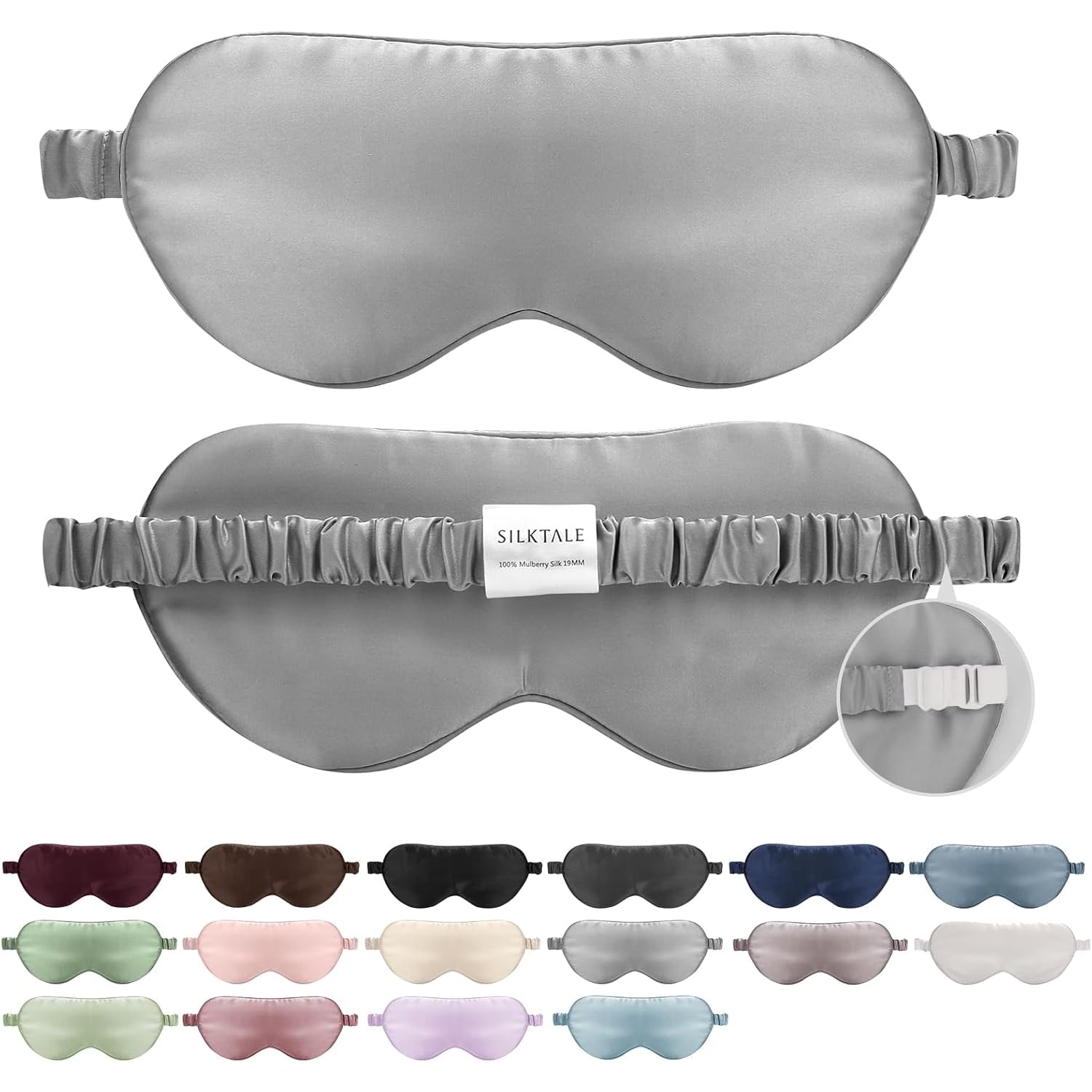 Silver Grey 19 Momme Mulberry Silk Eye Mask