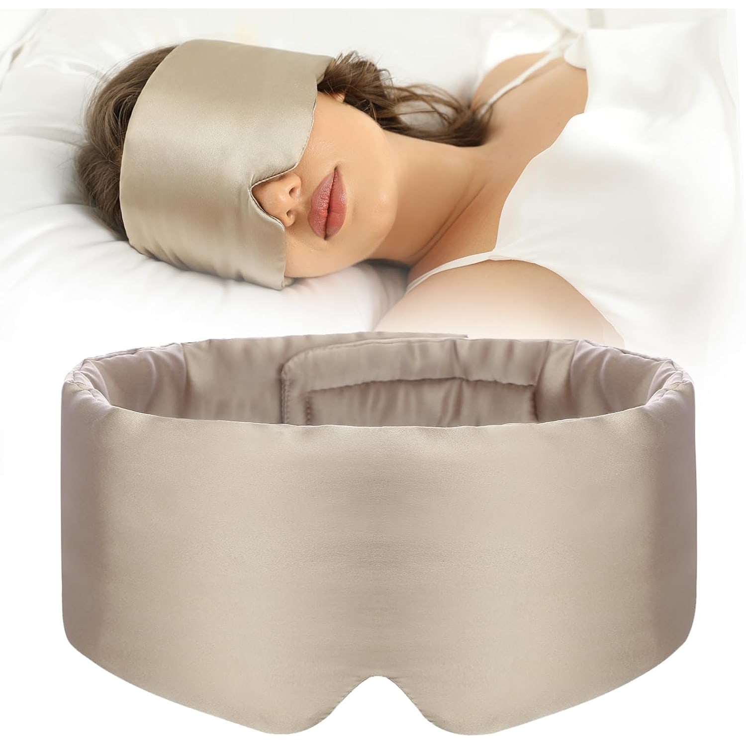Taupe Silk Sleep Mask with Wide Band
