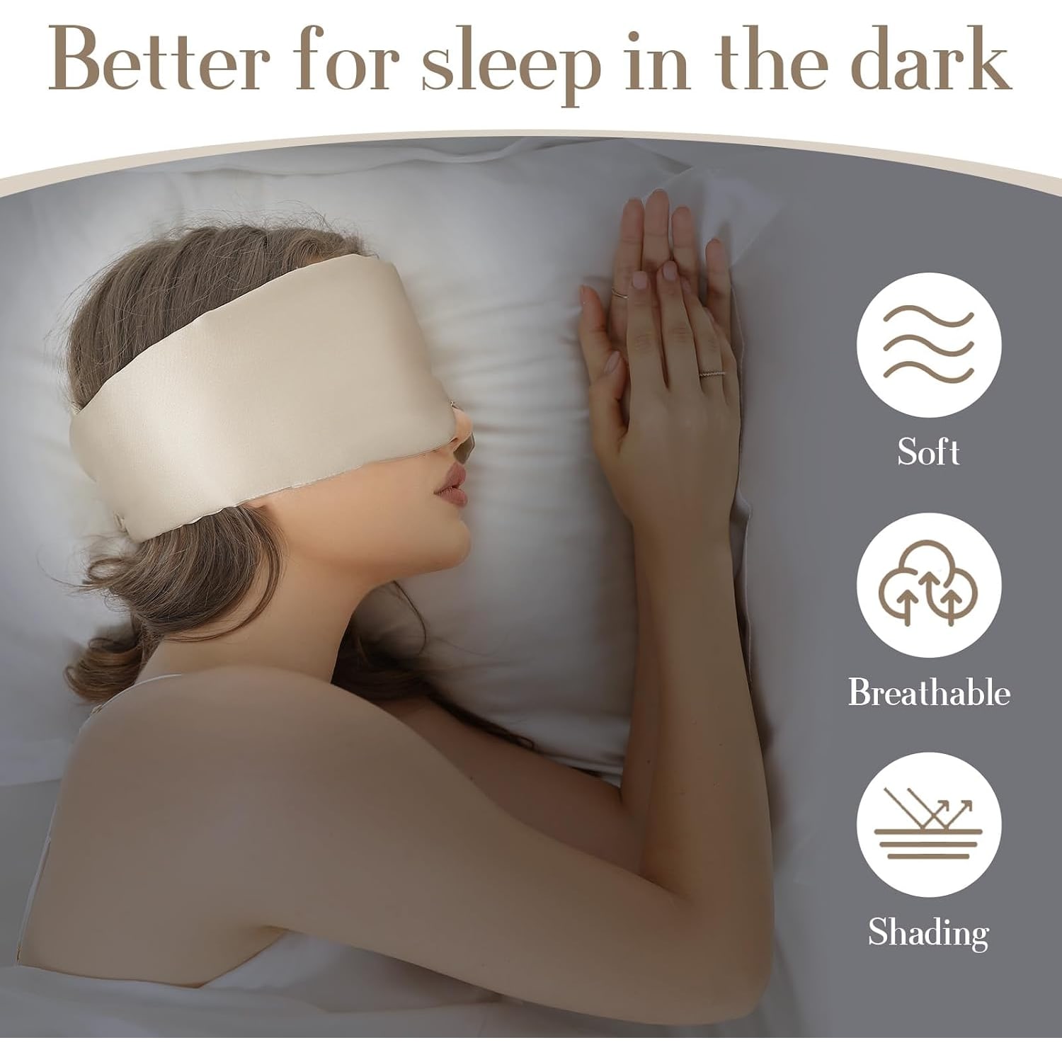 Taupe Silk Sleep Mask with Wide Band: image 2