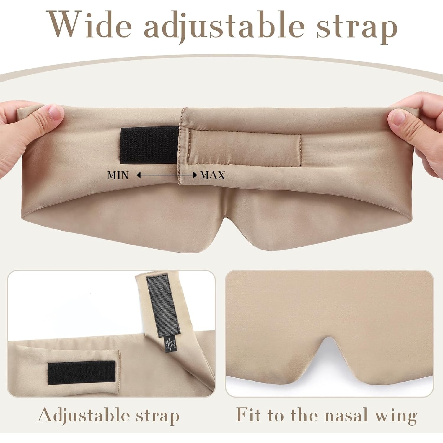 Taupe Silk Sleep Mask with Wide Band: image 3