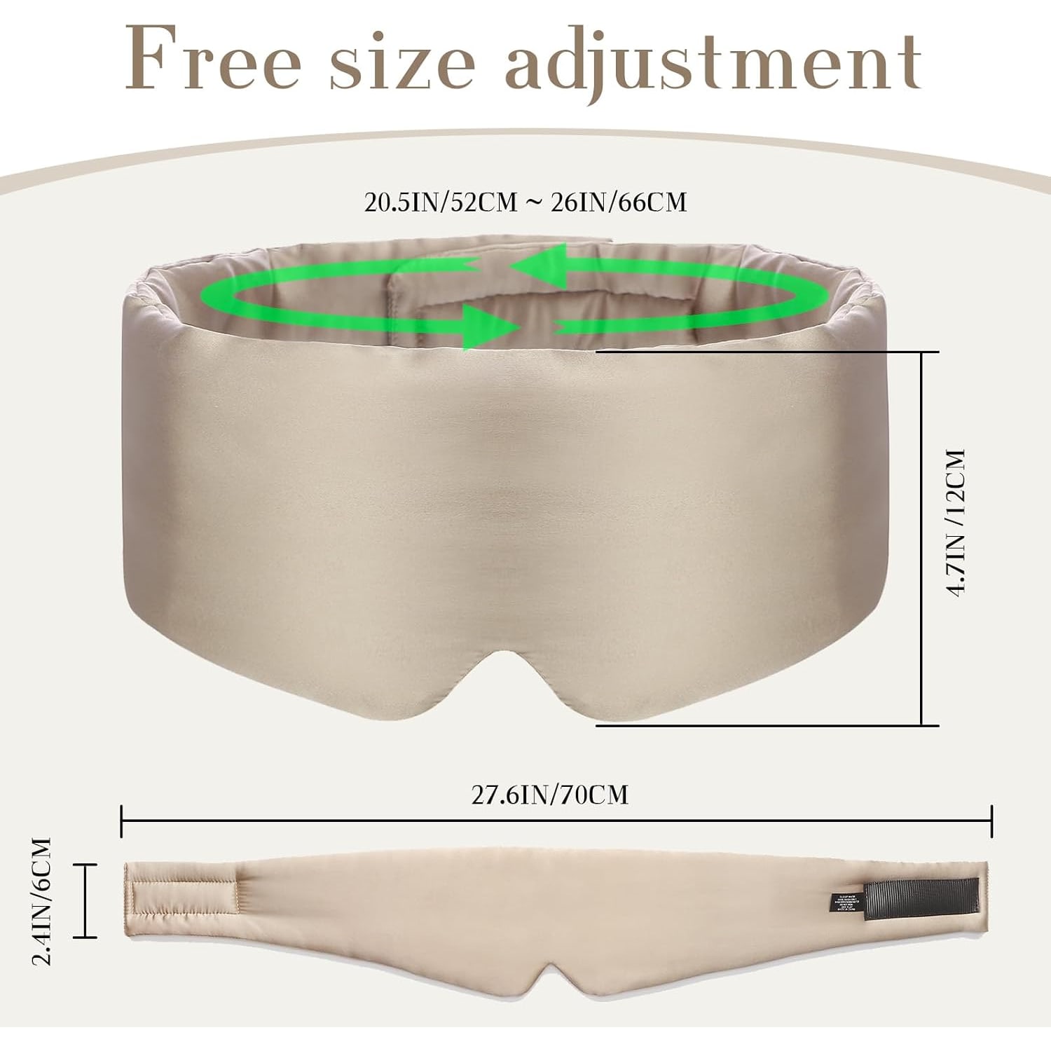 Taupe Silk Sleep Mask with Wide Band: image 4