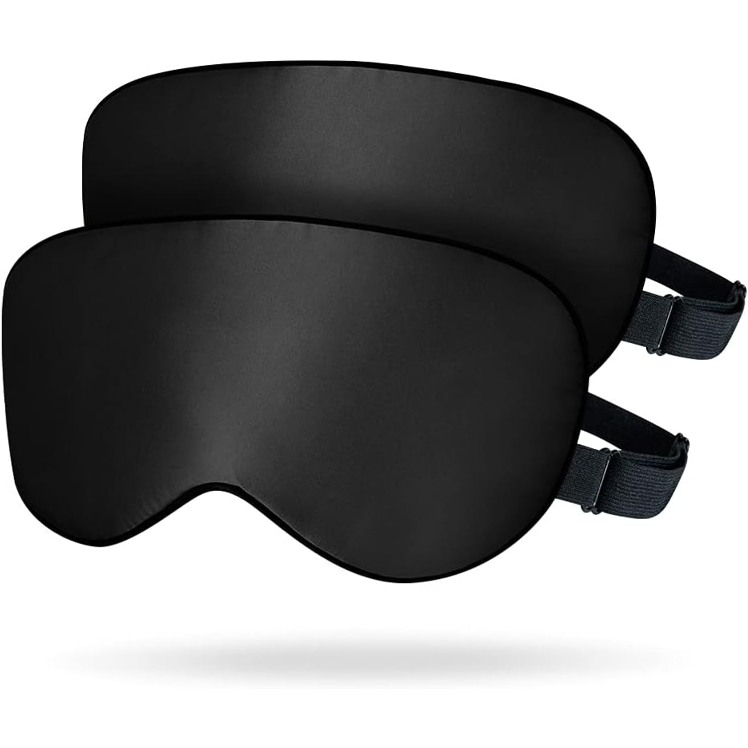 Wide Black Silk Sleep Masks, 2 Pack